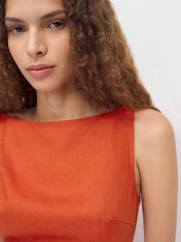 Alix Linen Dress - Chili Mango