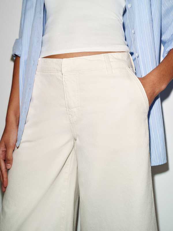 Elio Low Rise 14" Denim Trouser Shorts - Fior Di Latte