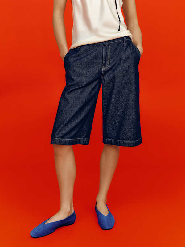 Elio Low Rise 14 In Denim Trouser Shorts - Marion