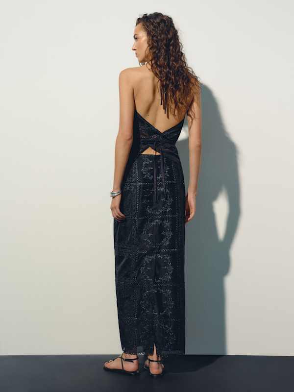 Una Scarf Top - Black Eyelet