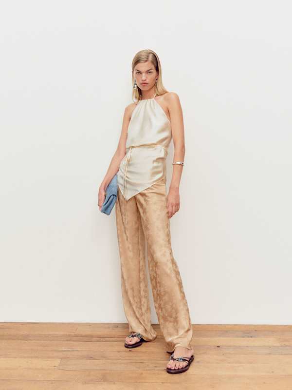 Una Silk Scarf Top - Almond