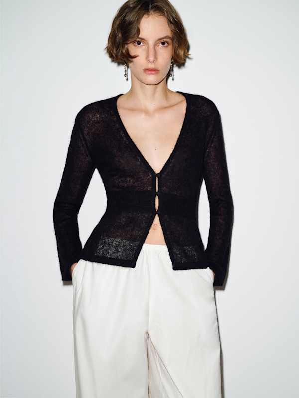 Delphine Sheer Cardigan - Black