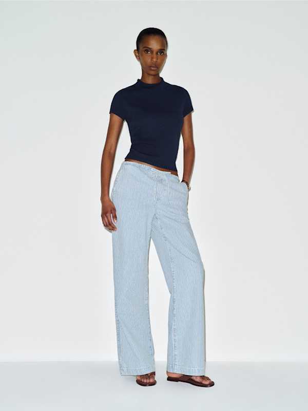 Solene Cotton Sweater Tee - Navy