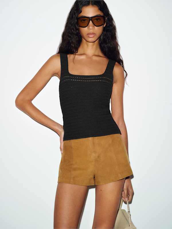 Azara Cotton Sweater Tank - Black