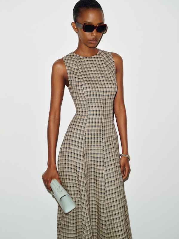 Cecilia Linen Dress - Beacon Check