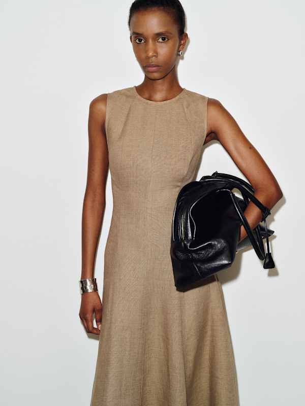 Cecilia Linen Dress - Dark Oatmeal