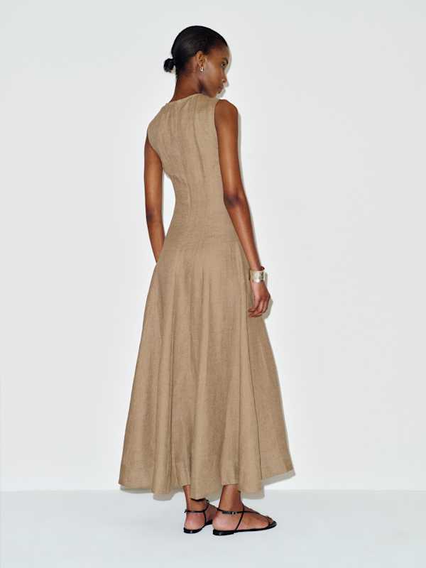 Cecilia Linen Dress - Dark Oatmeal