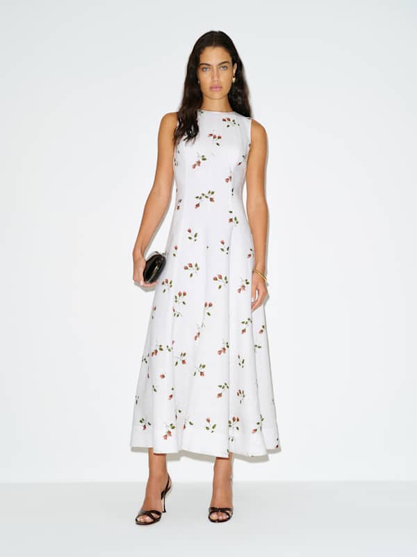 Cecilia Linen Dress - Floating Rose