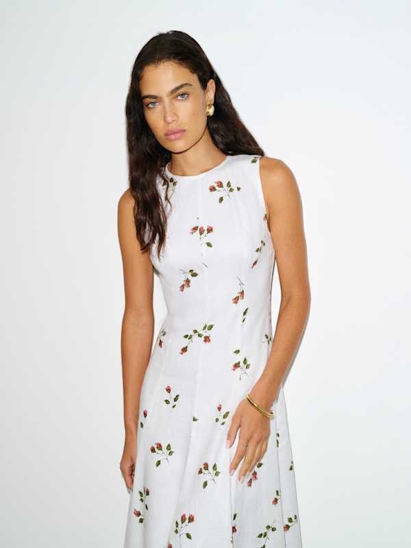 Cecilia Linen Dress - Floating Rose