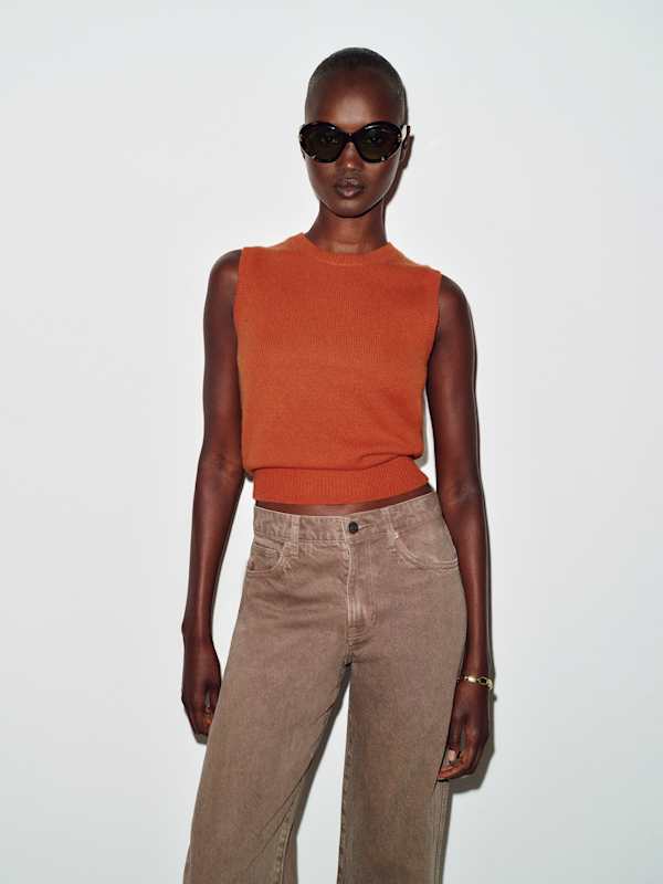 Roxana Cashmere Sweater Tank - Chili Mango
