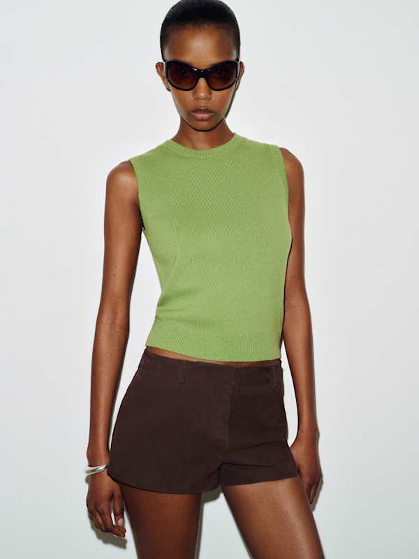 Roxana Cashmere Sweater Tank - Green Bean