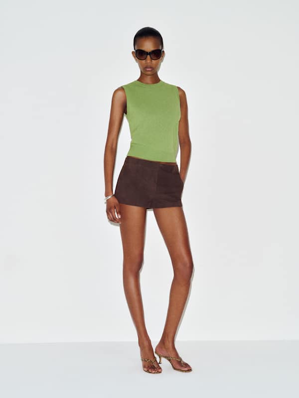 Roxana Cashmere Sweater Tank - Green Bean