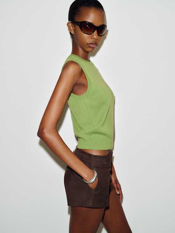 Roxana Cashmere Sweater Tank - Green Bean