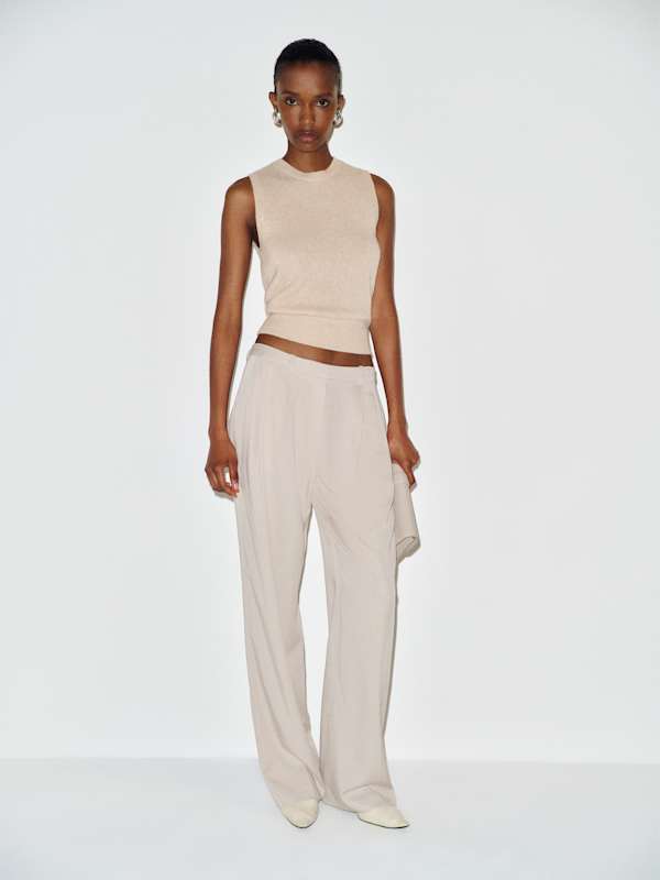 Roxana Cashmere Sweater Tank - Wheat