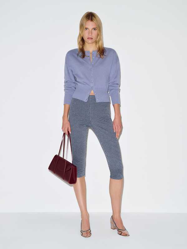Jill Cropped Knit Pant - Blue Check