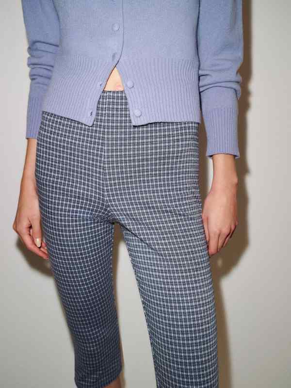 Jill Cropped Knit Pant - Blue Check
