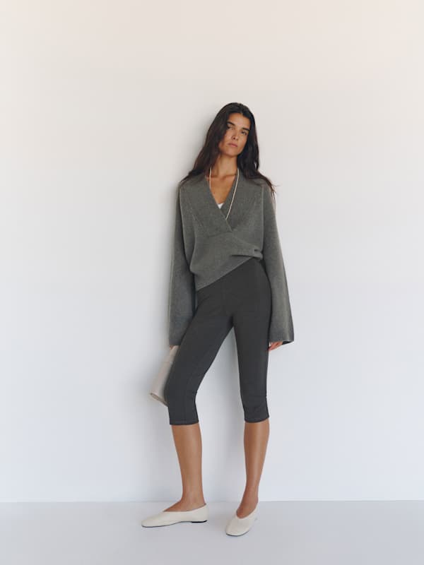 Jill Cropped Knit Pant - Heather Grey