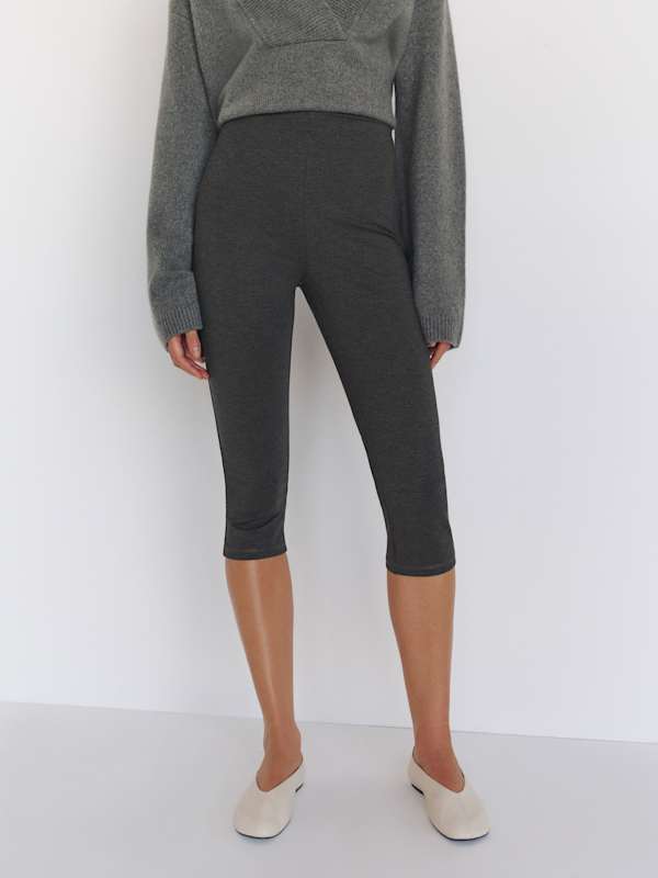 Jill Cropped Knit Pant - Heather Grey