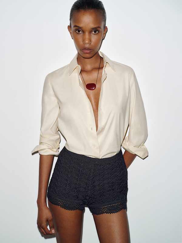 Donya Cotton Crochet Shorts - Black