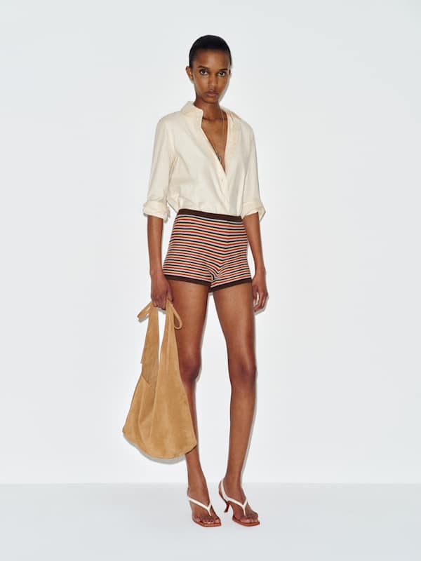 Darla Cotton Micro Short - Cafe Multi Stripe