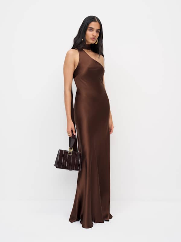 Jazzlyn Silk Dress - Cafe