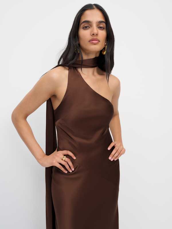 Jazzlyn Silk Dress - Cafe