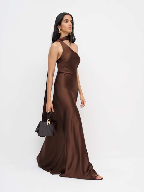 Jazzlyn Silk Dress - Cafe