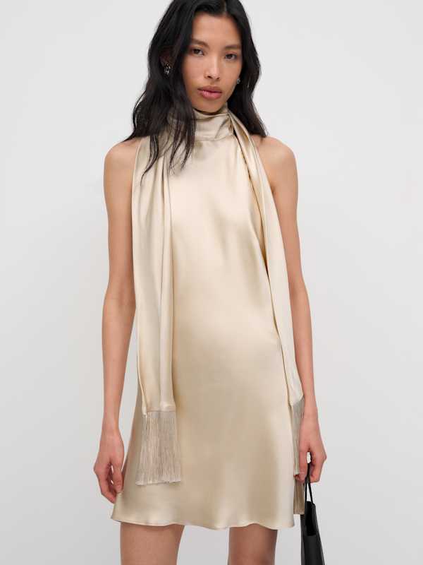 Helen Silk Dress - Almond