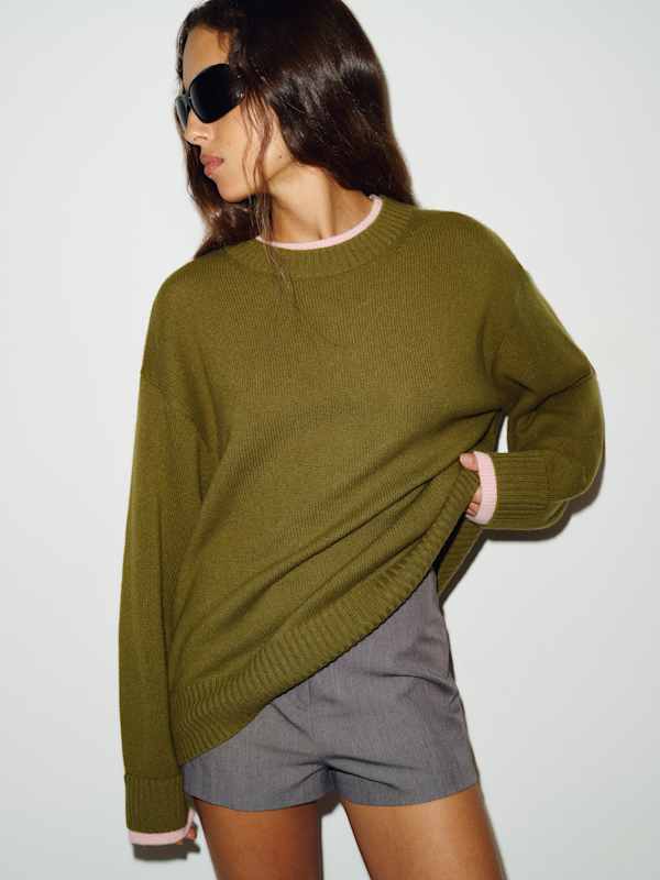 Tess Cashmere Sweater - Pear / Cherry Blossom