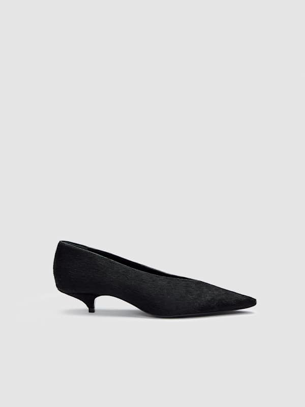 Calista Kitten Heel Pump - Black Haircalf