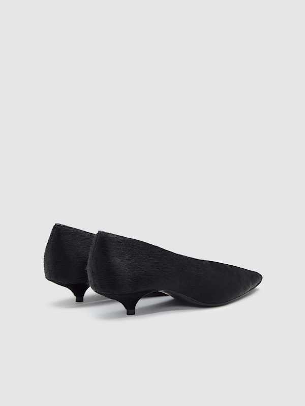 Calista Kitten Heel Pump - Black Haircalf