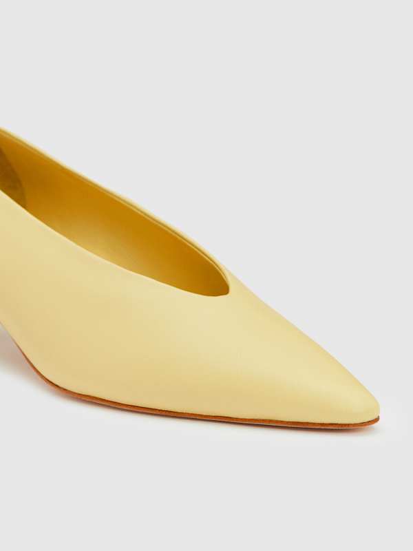Calista Kitten Heel Pump - Lemon Custard Leather