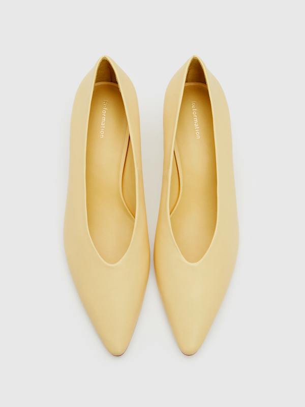 Calista Kitten Heel Pump - Lemon Custard Leather