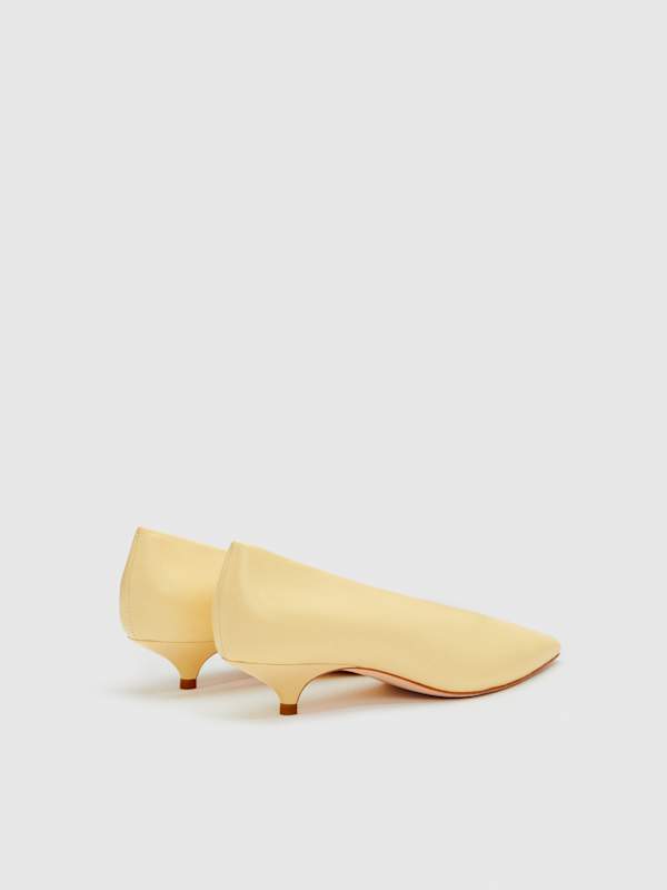 Calista Kitten Heel Pump - Lemon Custard Leather