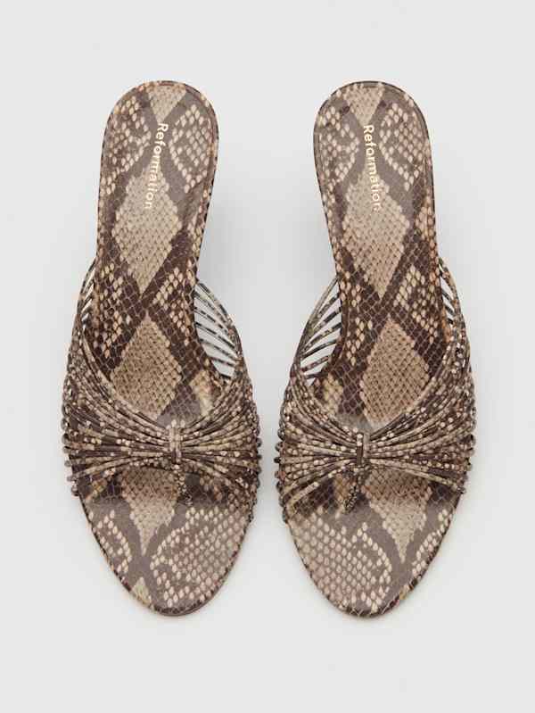 Woodlyn Heeled Thong - Tan Snake