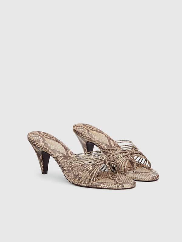Woodlyn Heeled Thong - Tan Snake