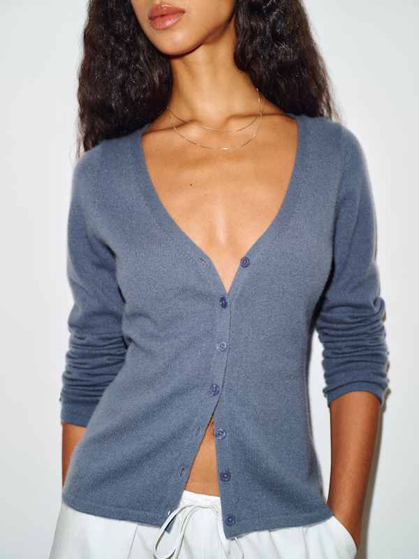 Bloom Cashmere V - Neck Cardigan - Flint