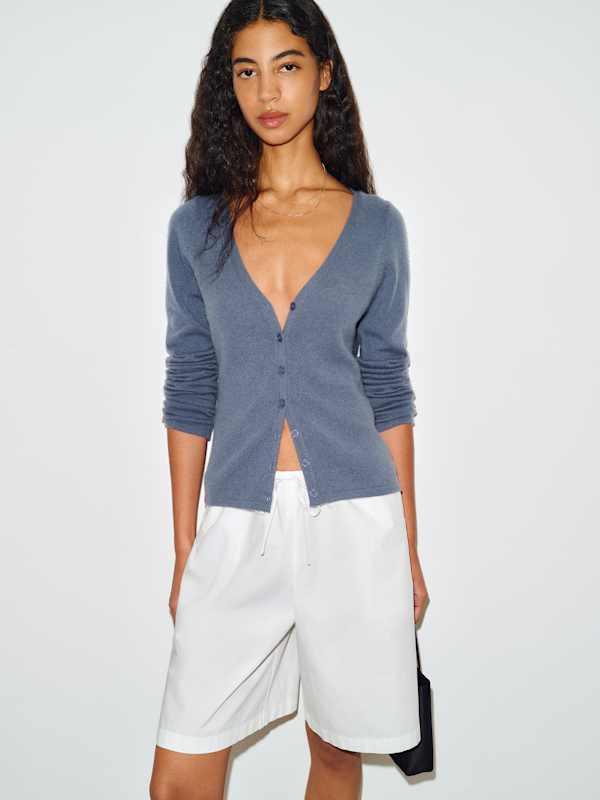 Bloom Cashmere V - Neck Cardigan - Flint