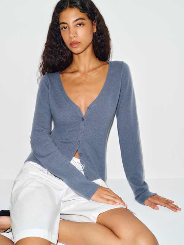 Bloom Cashmere V - Neck Cardigan - Flint