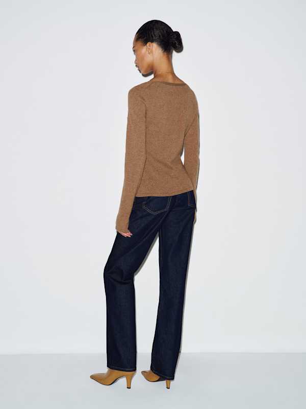 Bloom Cashmere V - Neck Cardigan - Heathered Chanterelle