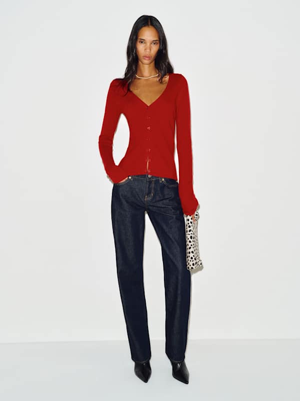 Bloom Cashmere V - Neck Cardigan - Lipstick