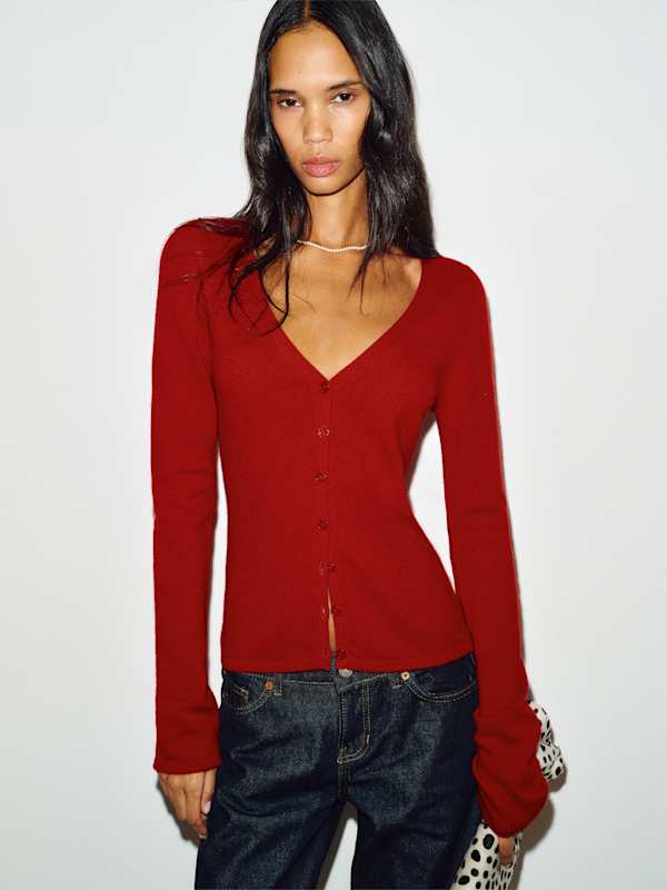 Bloom Cashmere V - Neck Cardigan - Lipstick