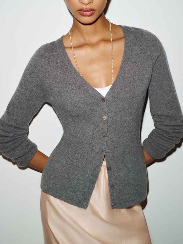 Bloom Cashmere V - Neck Cardigan - Thunder