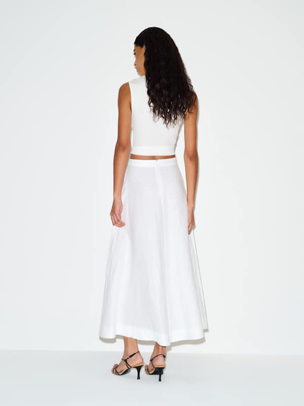 Peony Linen Skirt - White
