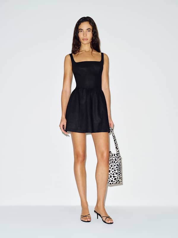 Janu Linen Mini Dress - Black