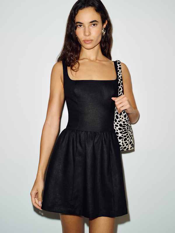 Janu Linen Mini Dress - Black