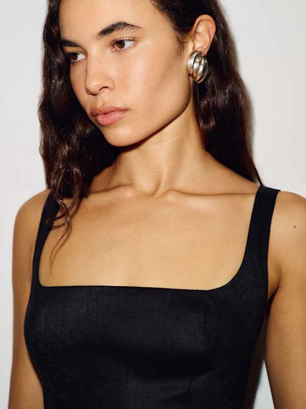 Janu Linen Mini Dress - Black