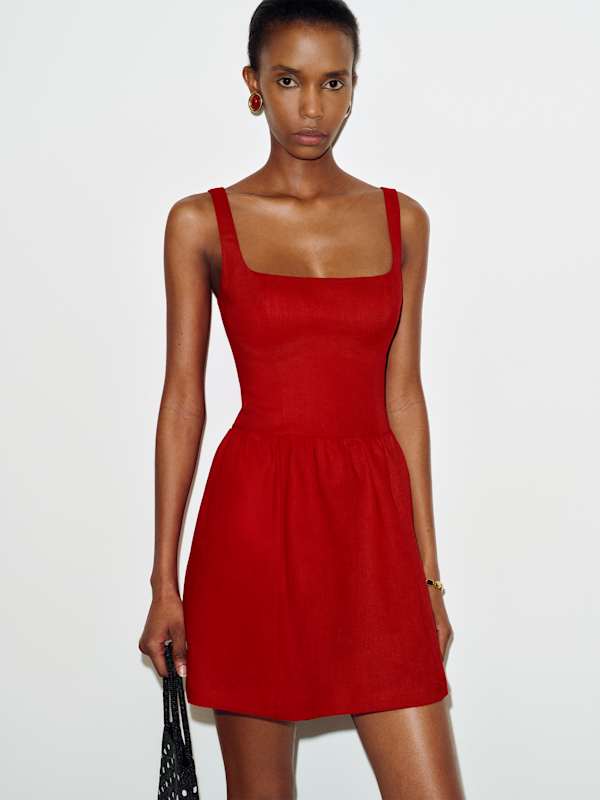 Janu Linen Mini Dress - Lipstick