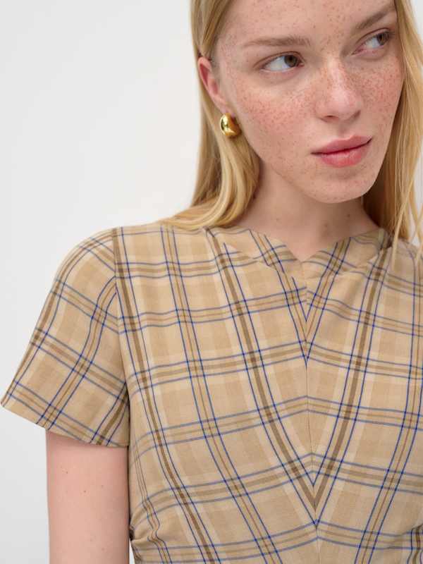 Lior Top - Tan Plaid