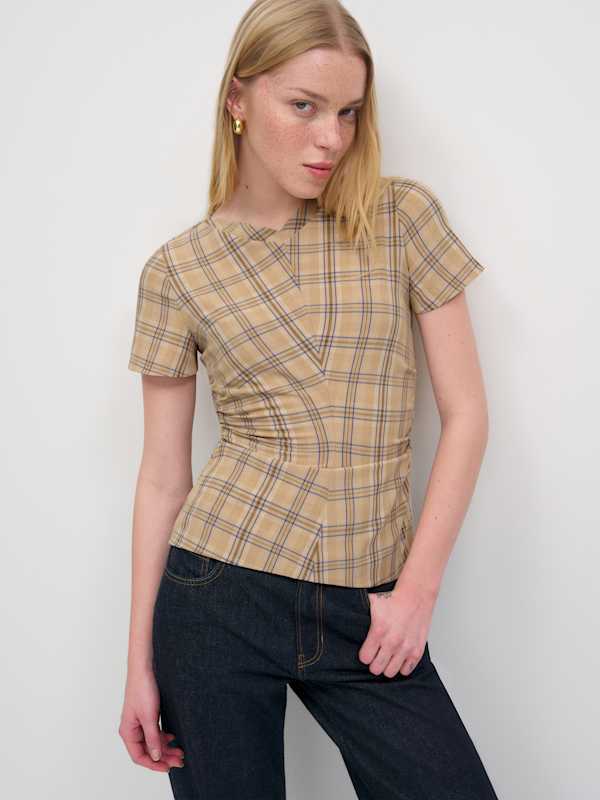 Lior Top - Tan Plaid